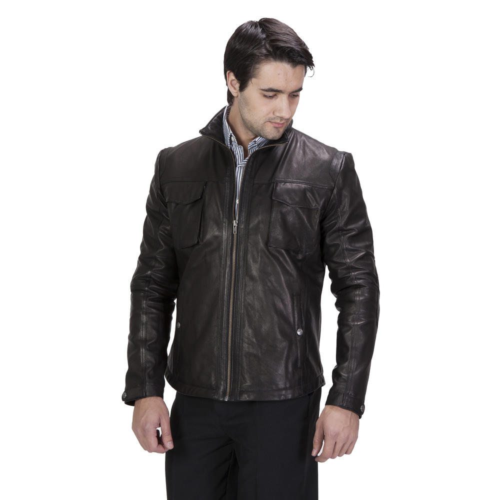 UNITED FACE Men's Supple Lambskin Moto Leather Jacket