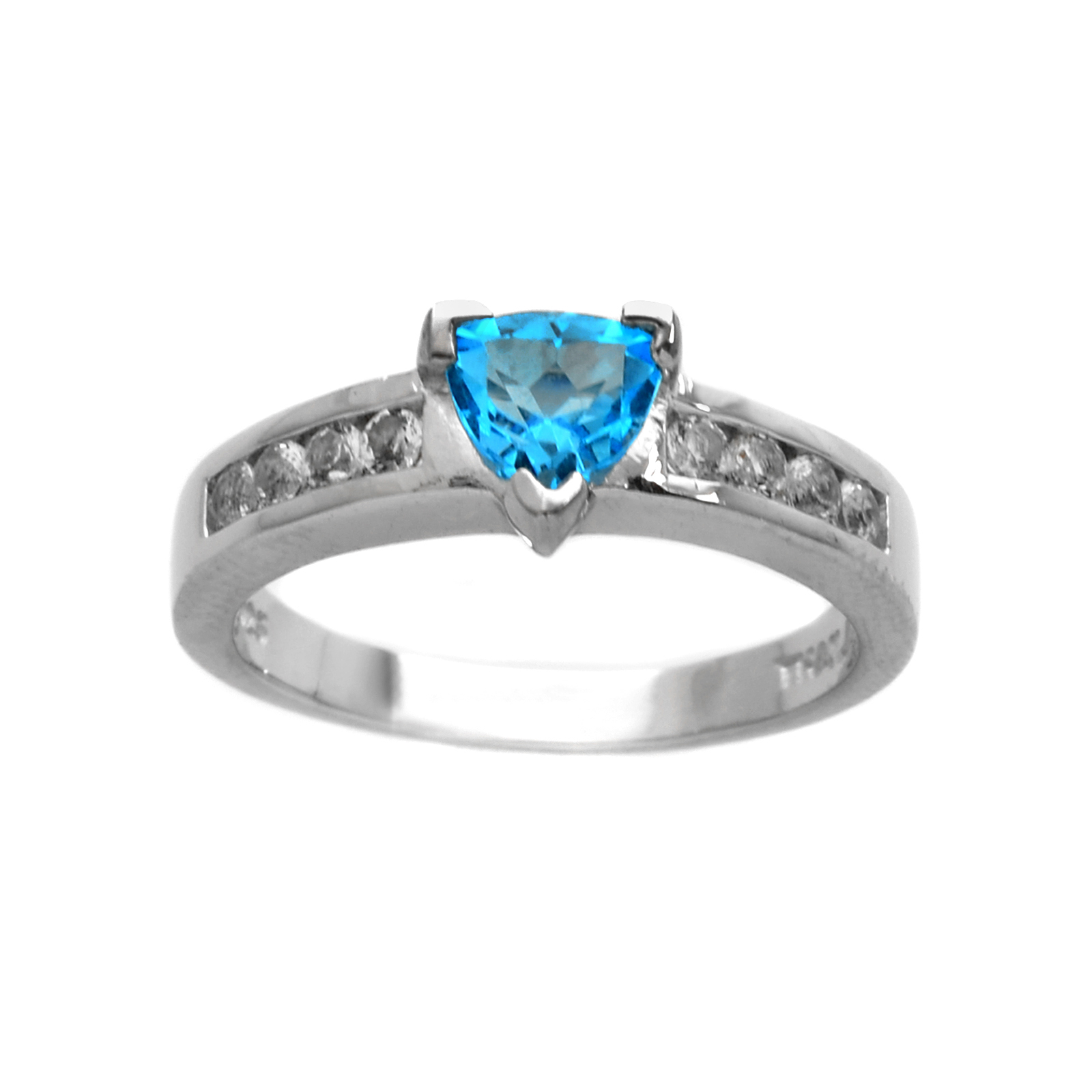 Sterling Silver Blue Topaz  & White Topaz  Ring - Size 7 Only