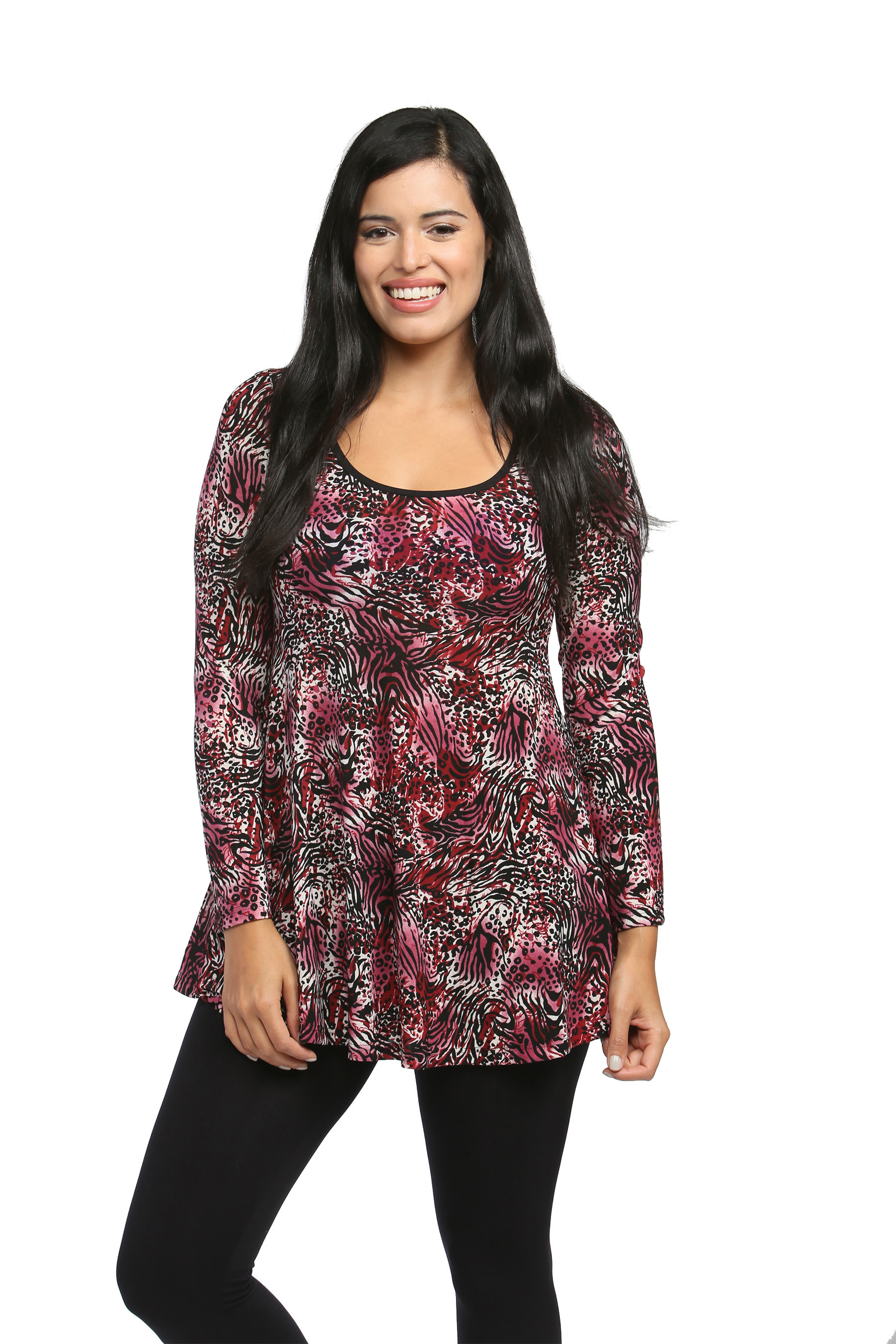 24/7 Comfort Apparel Women #39 s Abstract Animal Print Tunic Clothing 24/7 Comfort Apparel Women #39 s Abstract Animal Print Tunic Clothing