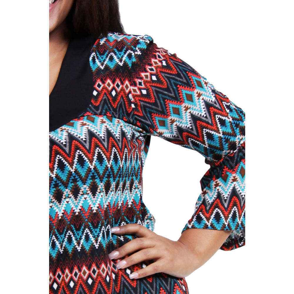 24&#47;7 Comfort Apparel Women's Plus Size Earthy Chevron Stripe Printed Tunic