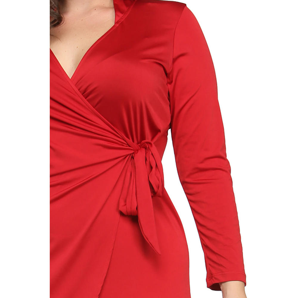 24&#47;7 Comfort Apparel Women's Plus Size Deep V-neck Long Sleeve Dress