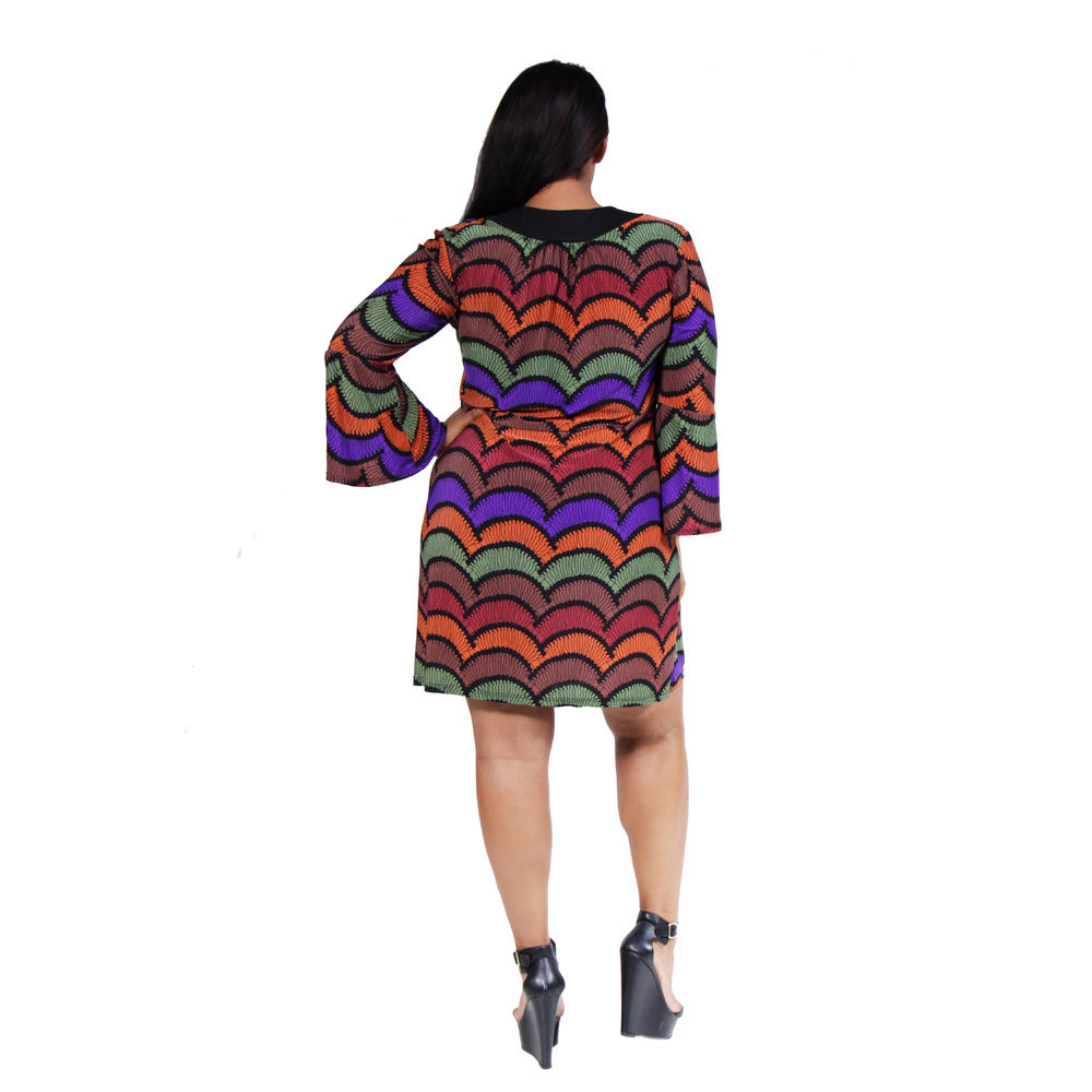 24&#47;7 Comfort Apparel Women's Plus Size Abstract Stripe Print Dress