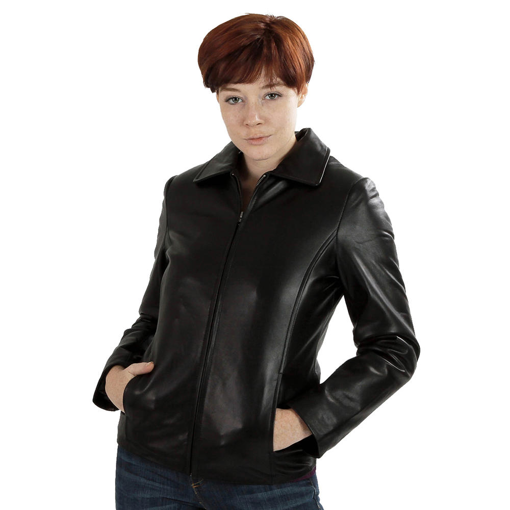 Ramonti Womens Lambskin Leather Scuba Jacket