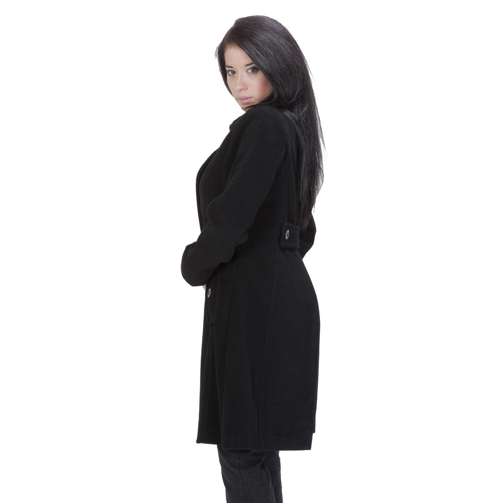 Ramonti Womens Black Luxe Wool Swing Car Coat
