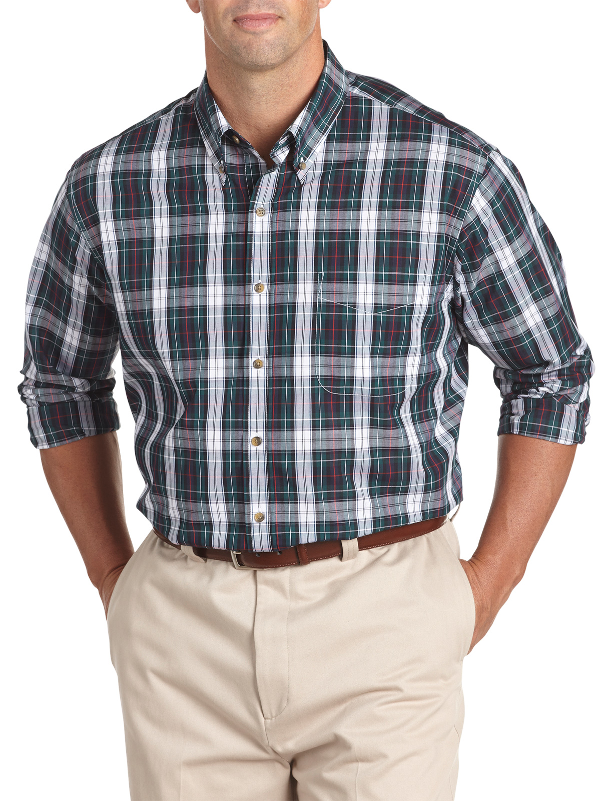 Harbor Bay Men's Big and Tall Easy-Care Plaid Sport Shirt