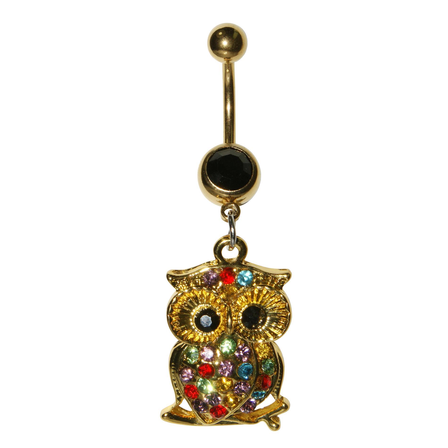 Gold Anodized Owl Belly Ring