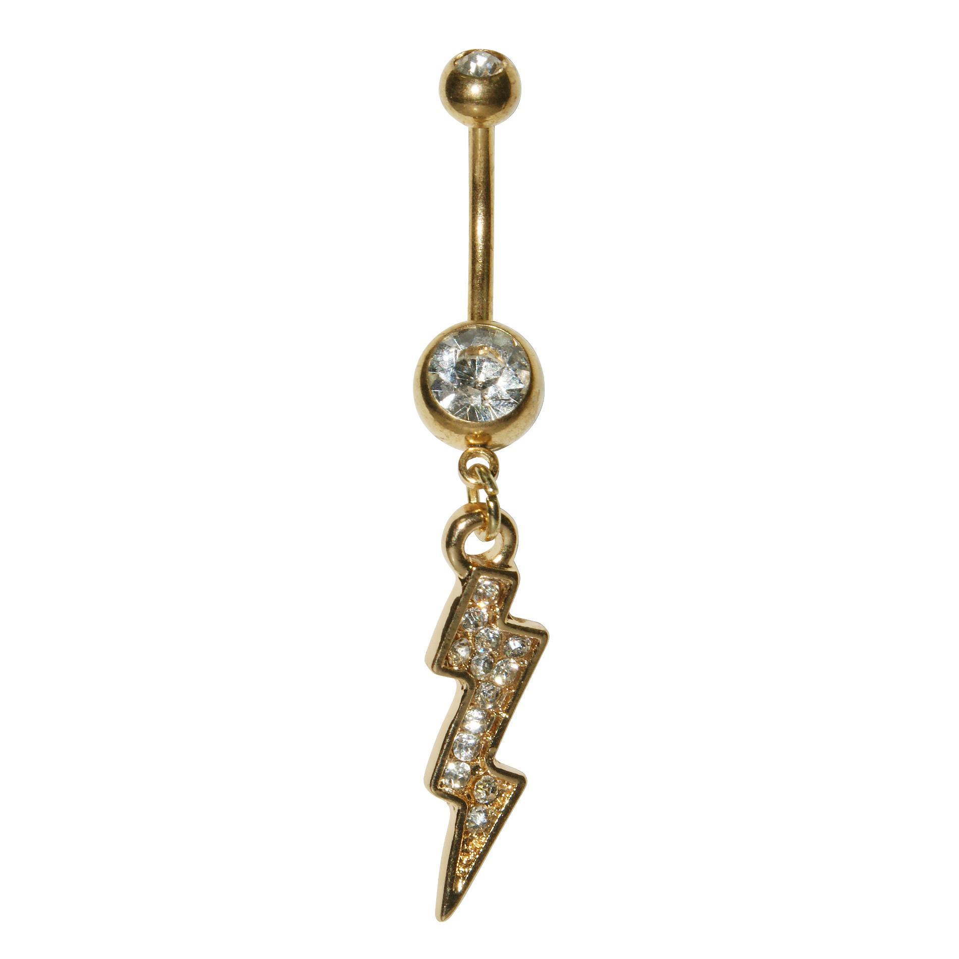 Gold Anodized Lightning Bolt Belly Ring
