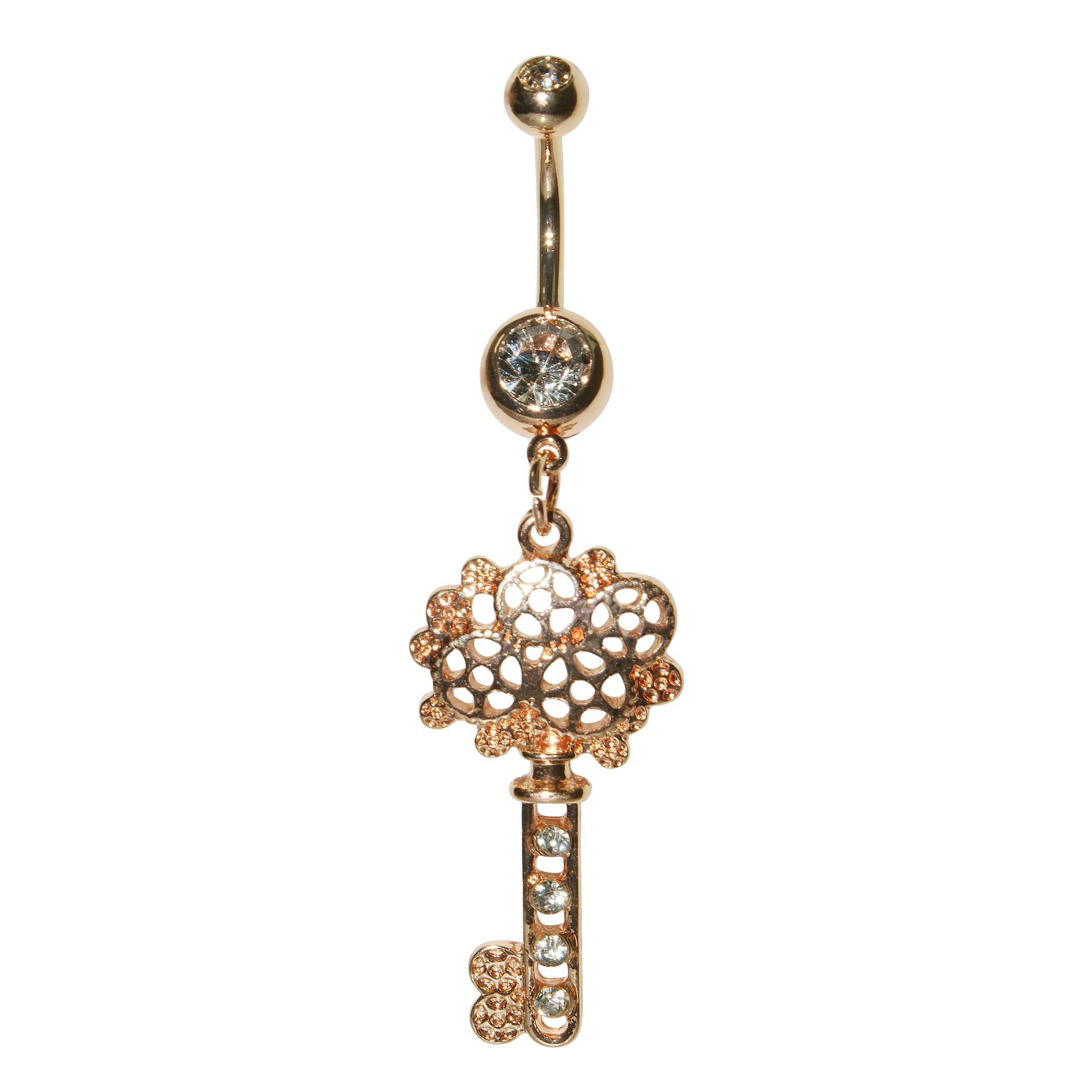 Gold Anodized Key Belly Ring