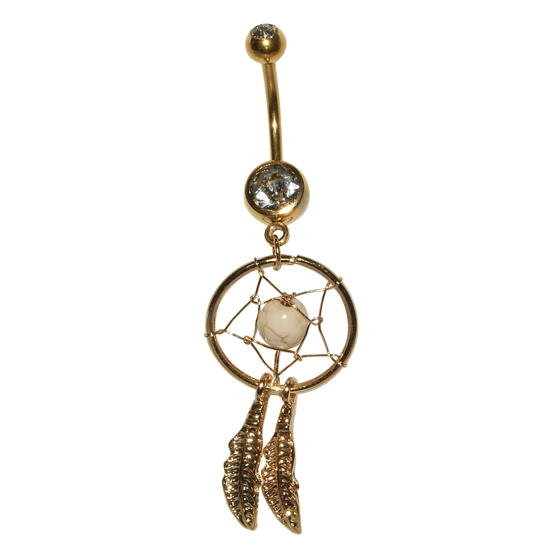 Gold Anodized Dream Catcher Belly Ring