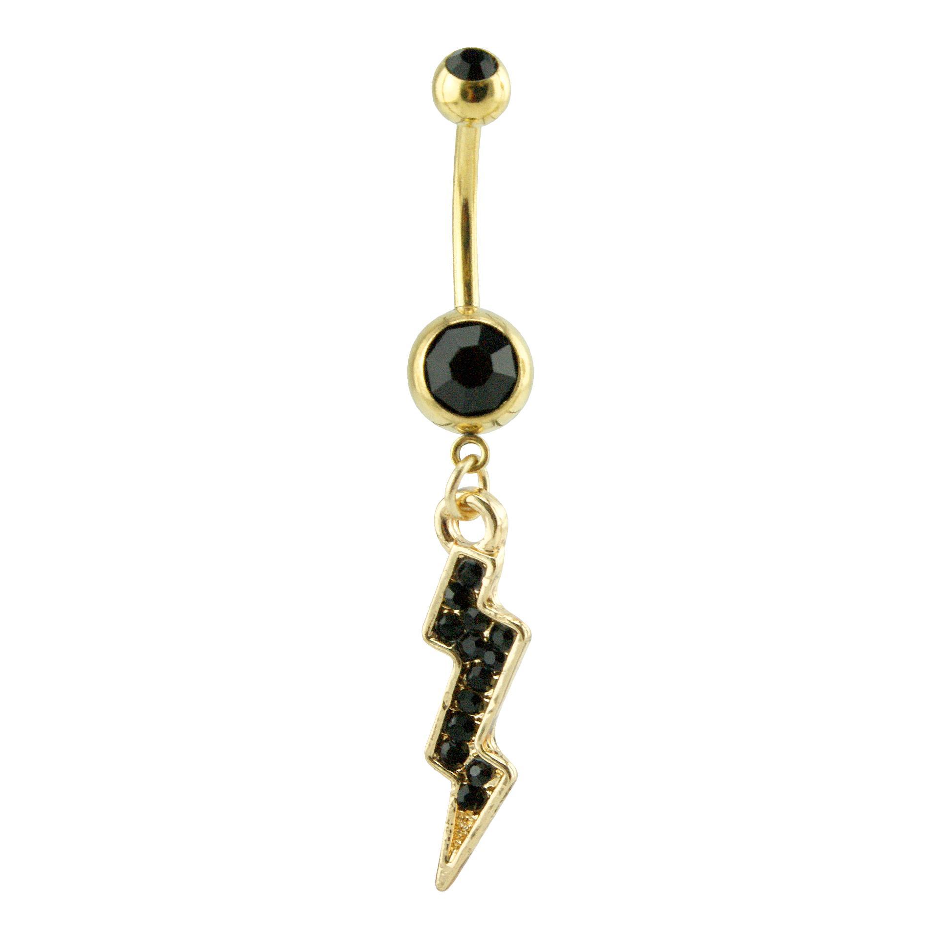 Gold Anodized Lightning Bolt Belly Ring