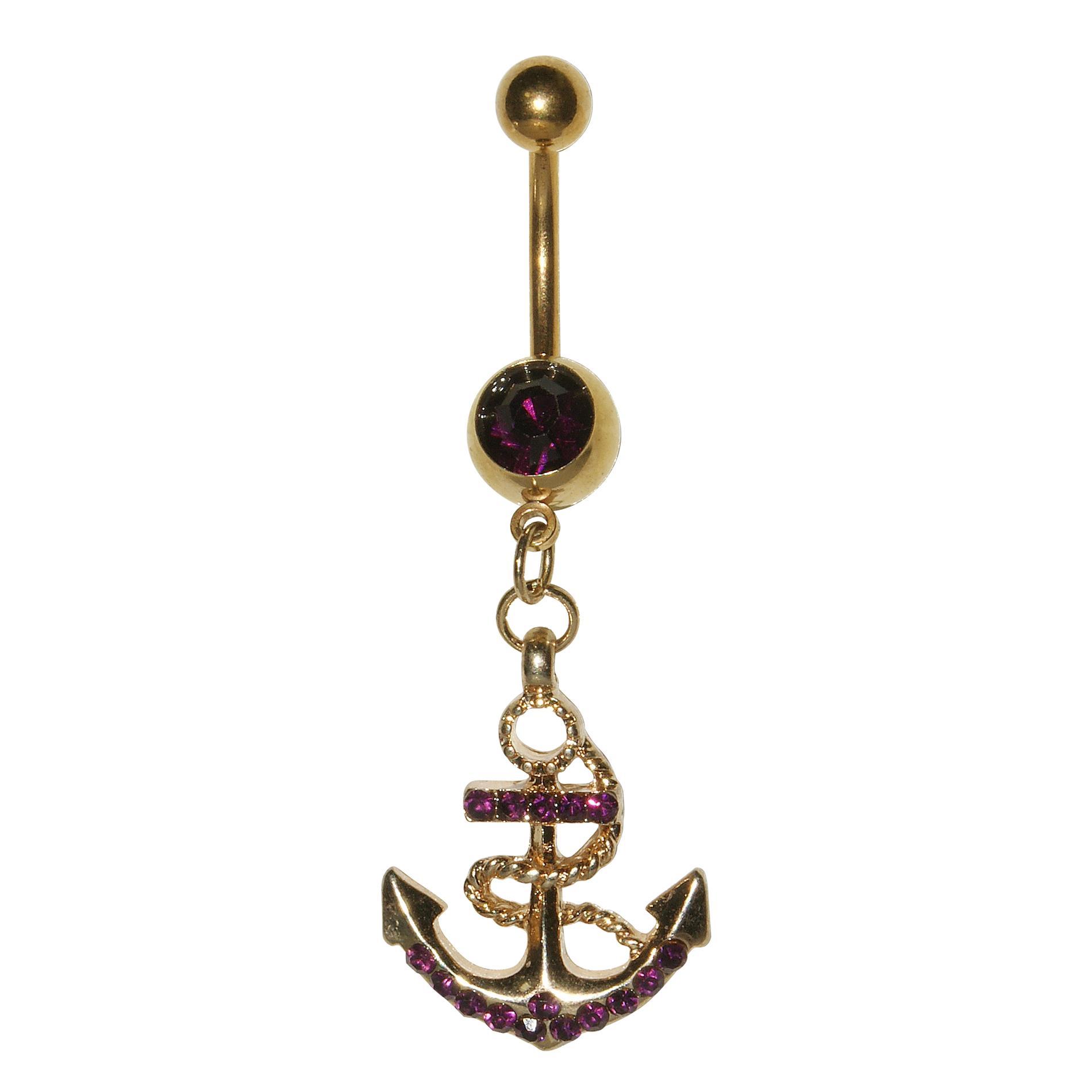 Gold Anodized Anchor Belly Ring