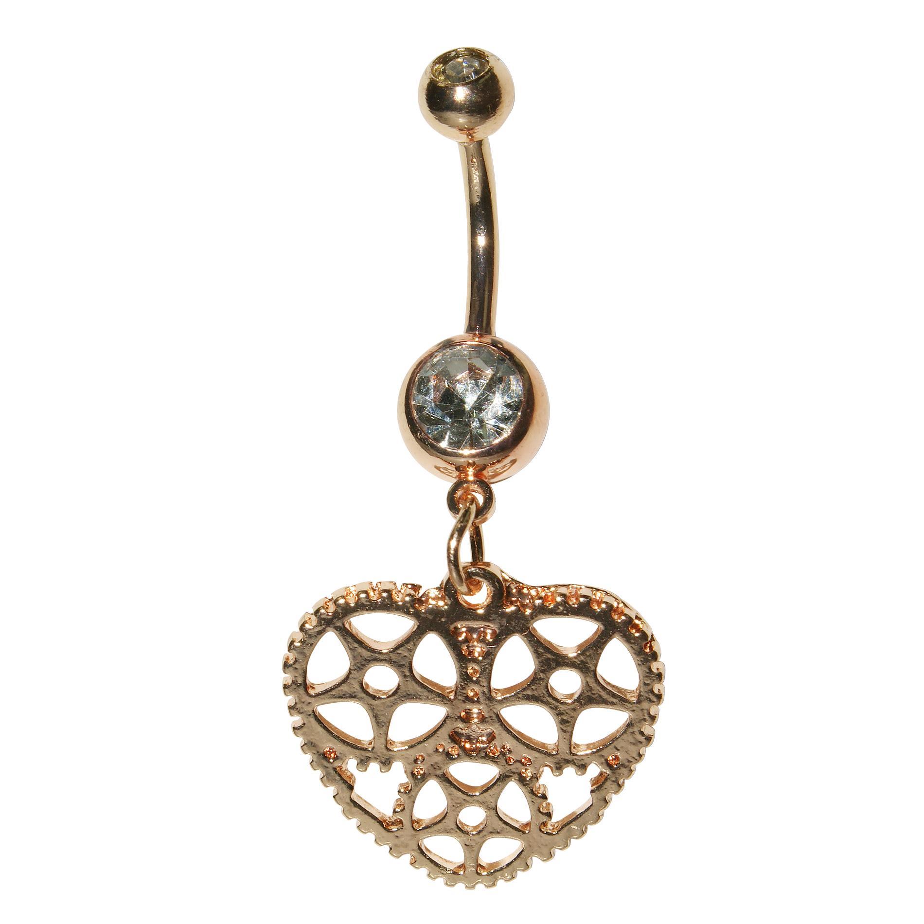 Gold Anodized Heart Belly Ring