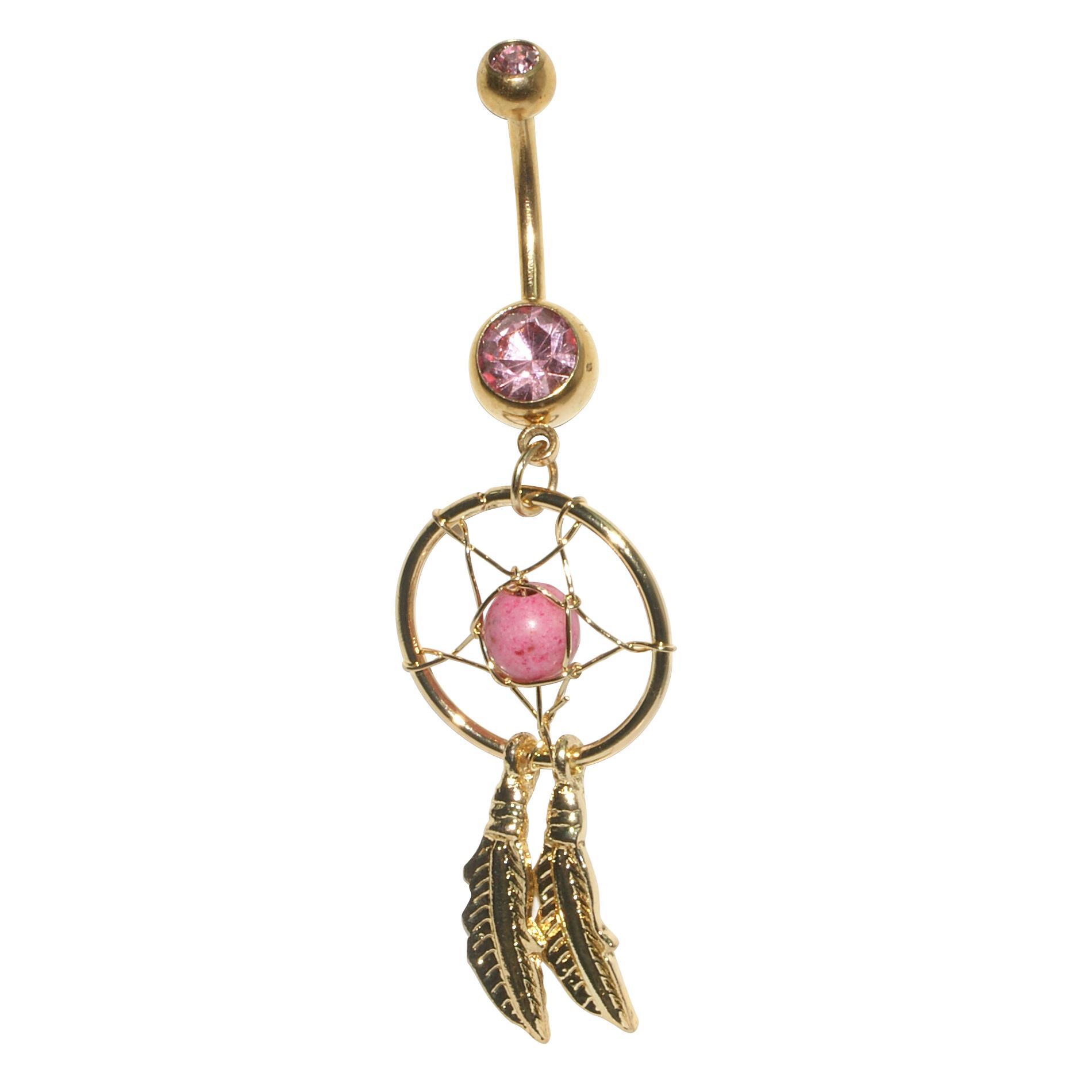 Gold Anodized Dream Catcher Belly Ring