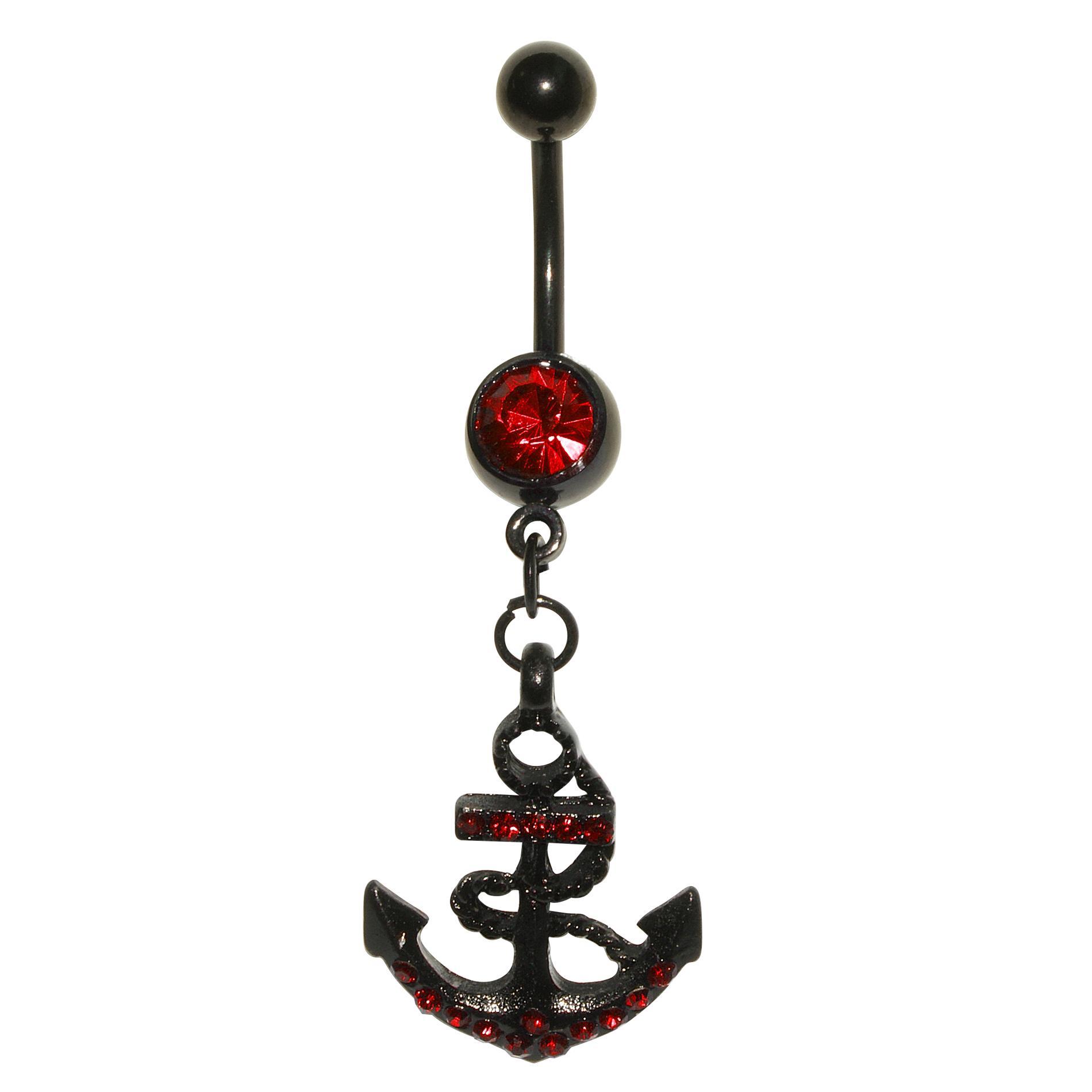 Black Anodized Anchor Belly Ring