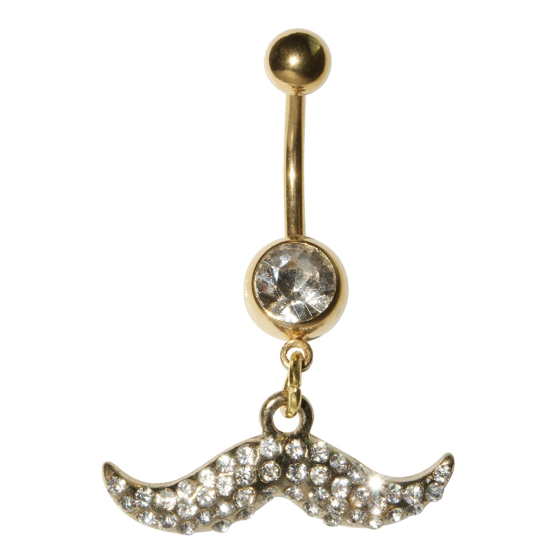 Anodized Gold Mustache Belly Ring