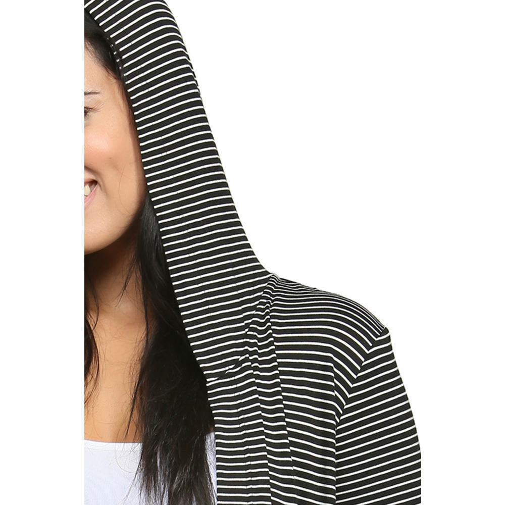 24&#47;7 Comfort Apparel Women's 2-Pocket Striped Hooded Shrug