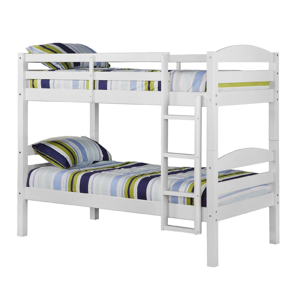 Solid Wood Twin White Bunk Bed