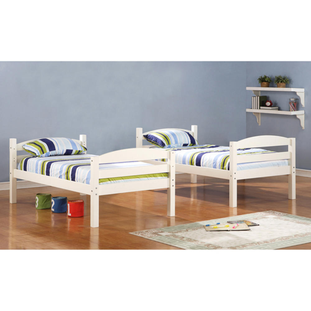 Solid Wood Twin White Bunk Bed