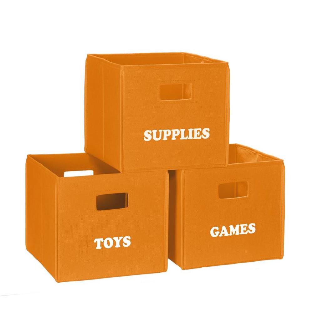 Orange Folding Storage Bin with Print - Games