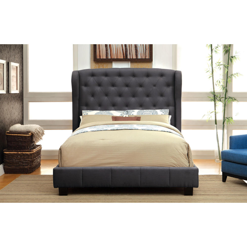Templar Flax Wingback Bed - Queen Size