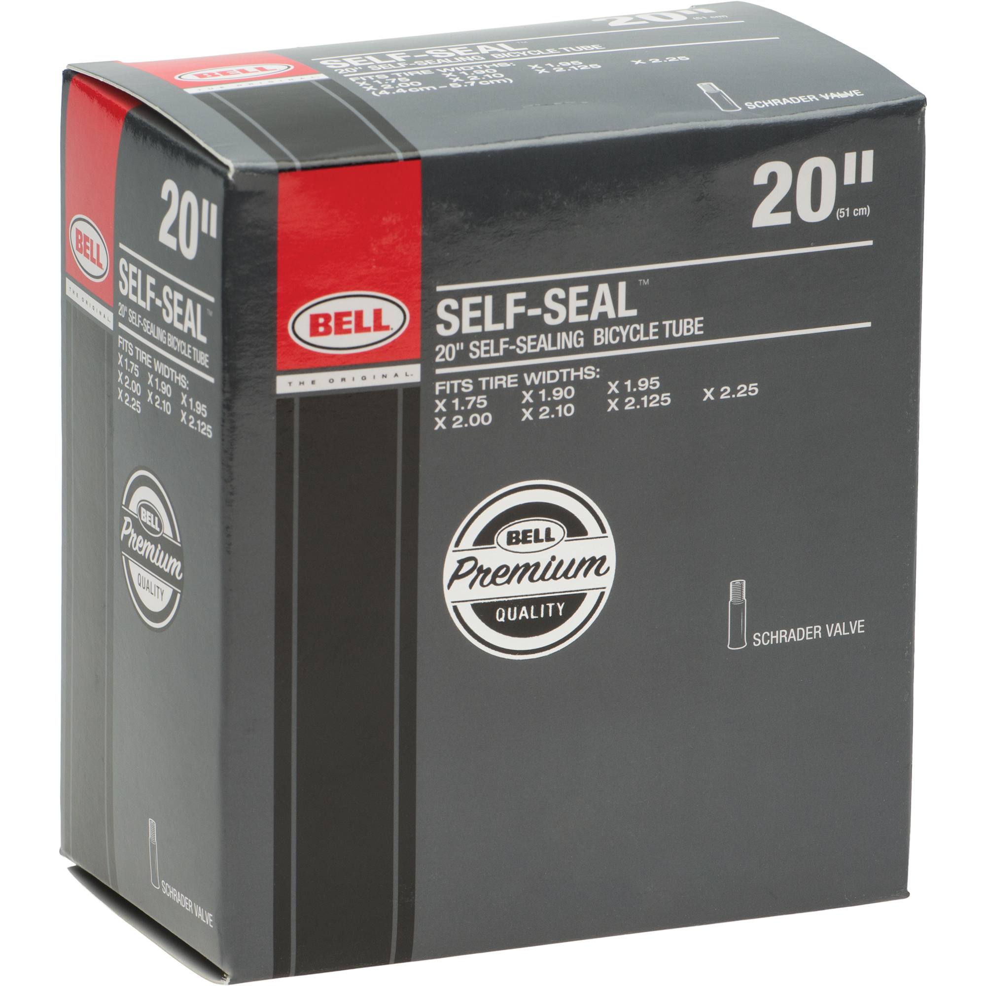 Self-Seal Schrader inner Tube, 20" x 1.75-2.25", Black