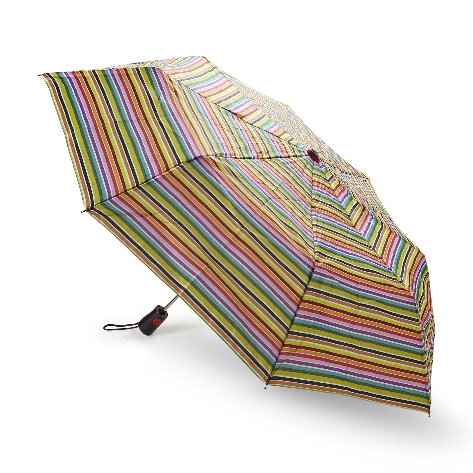 Totes Mini Automatic Umbrella Striped
