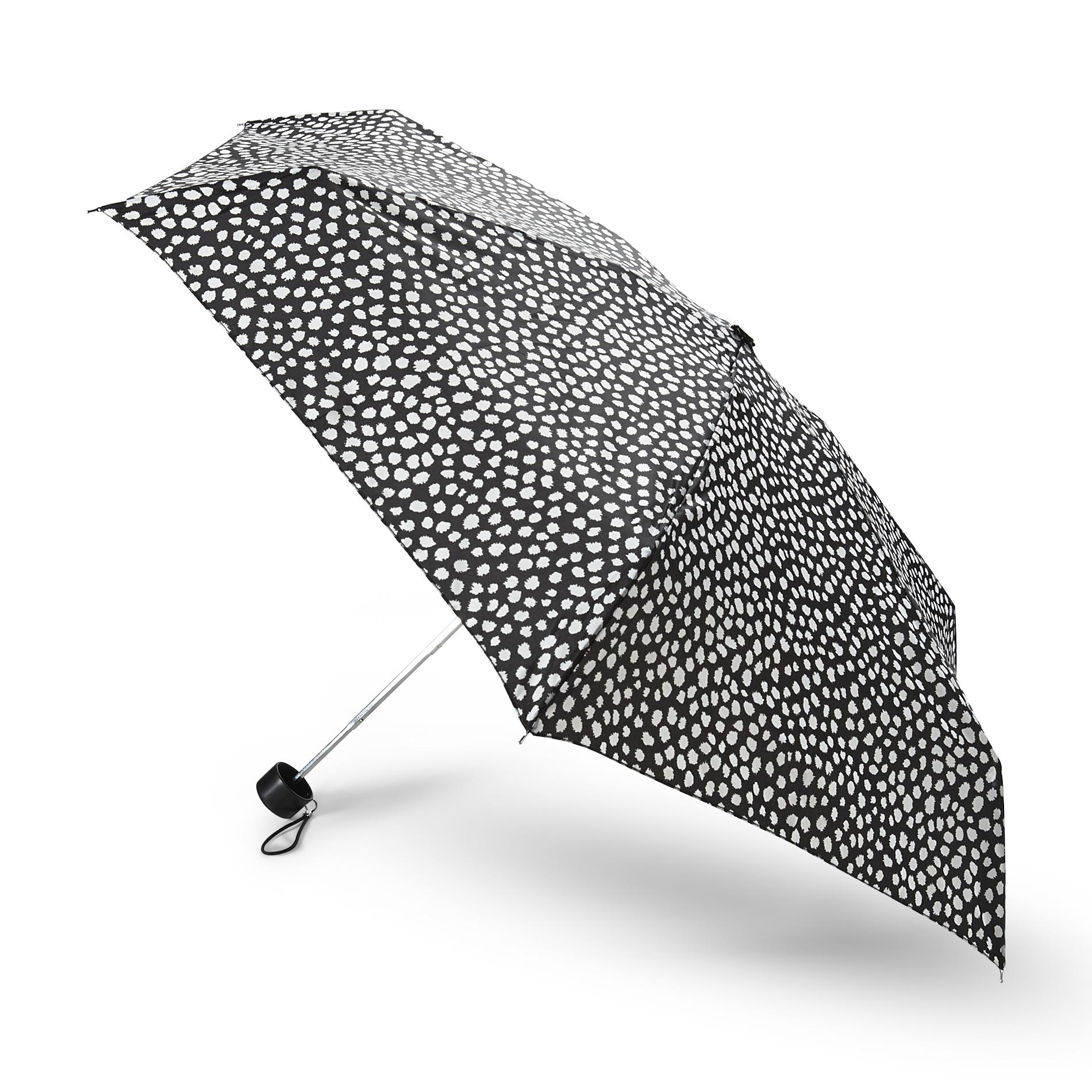 Totes MicroMini Manual Open Umbrella Dot Print