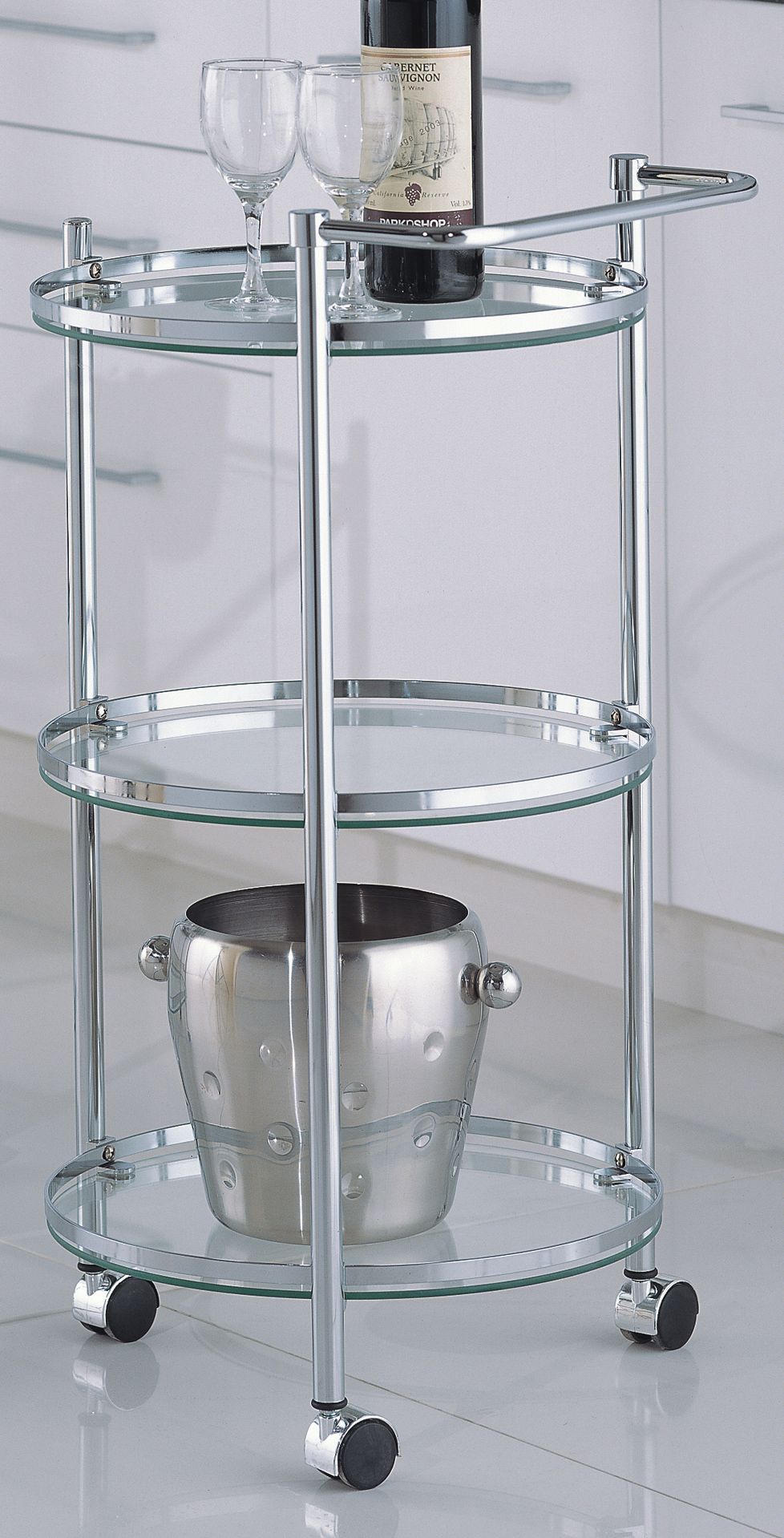 Neu Home Chrome Circular Serving Cart- Silver Neu Home Chrome Circular Serving Cart- Silver
