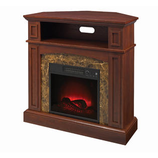 Essential Home Finley Faux Marble Electric Fireplace