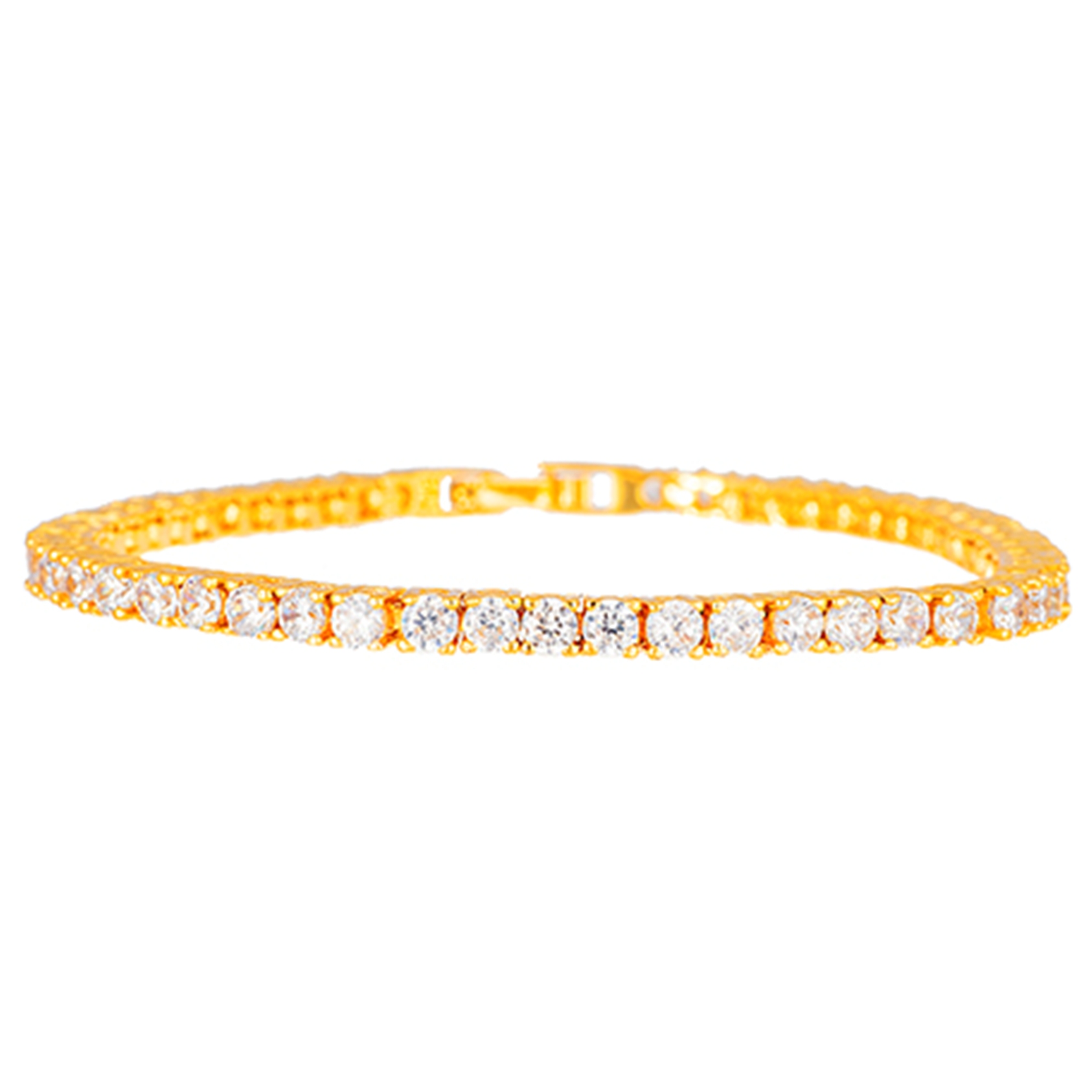 Ladies Yellow Gold Plated Tennis Bracelet