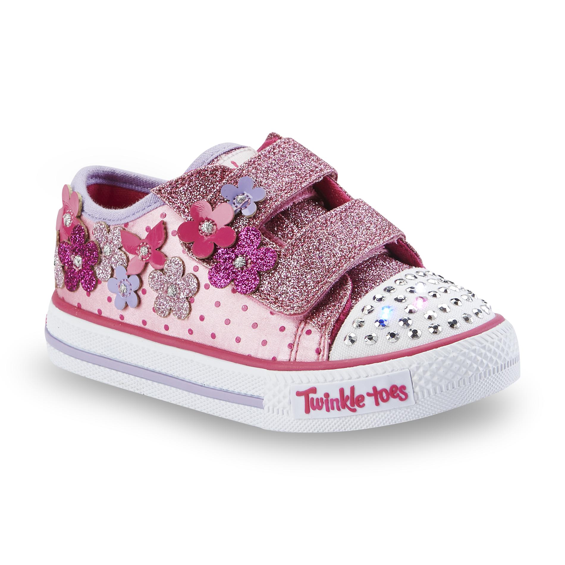 skechers twinkle toes pretty blossoms toddler girls light up sneakers