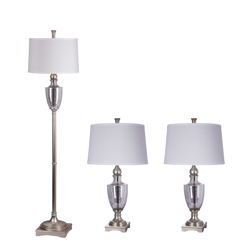 Antique Glass & Metal Lamp set in Satin Silver