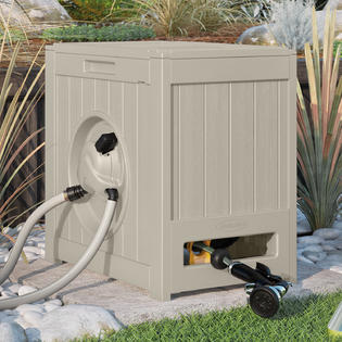 hose reel suncast water self powered garden winding yard ft lawn crate hideaway rewind flexible pipe holder perfect guide hoses
