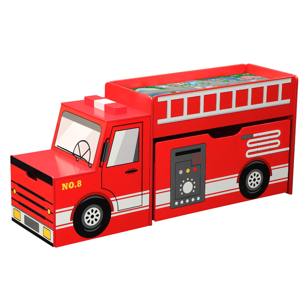 Wood Fire Engine Toy Box