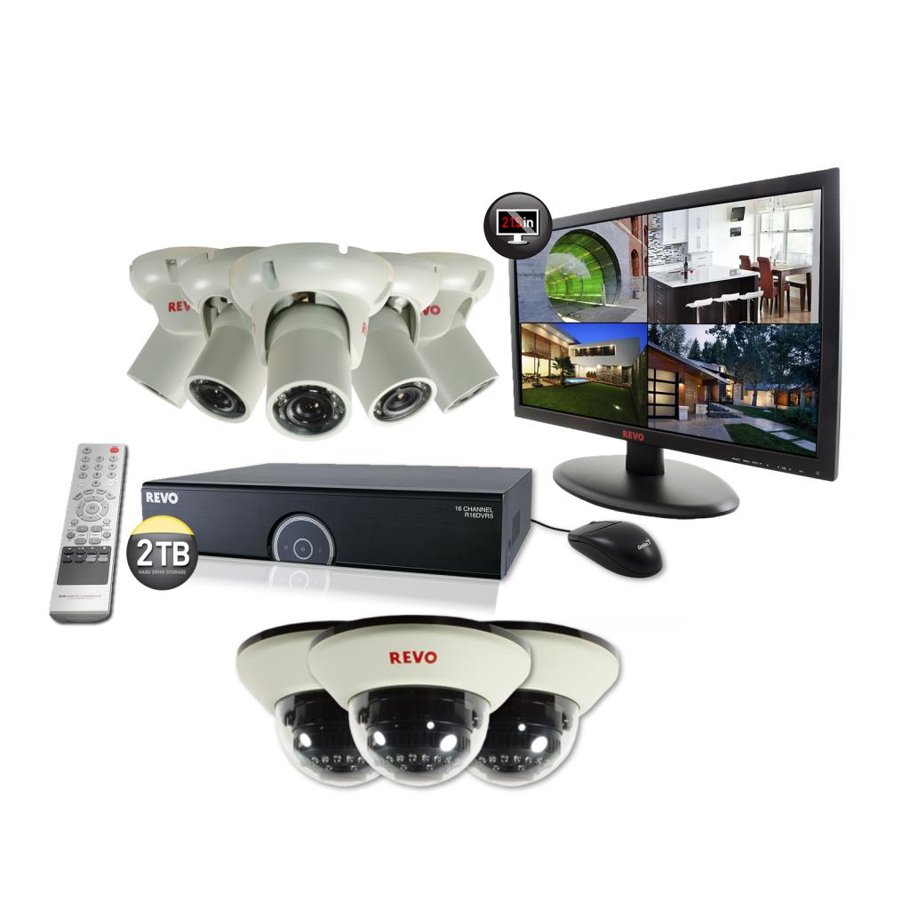 16 Ch. 2TB 960H DVR Surveillance System with 8 1200TVL 100 ft. Night Vision Cameras & 21.5" Monitor