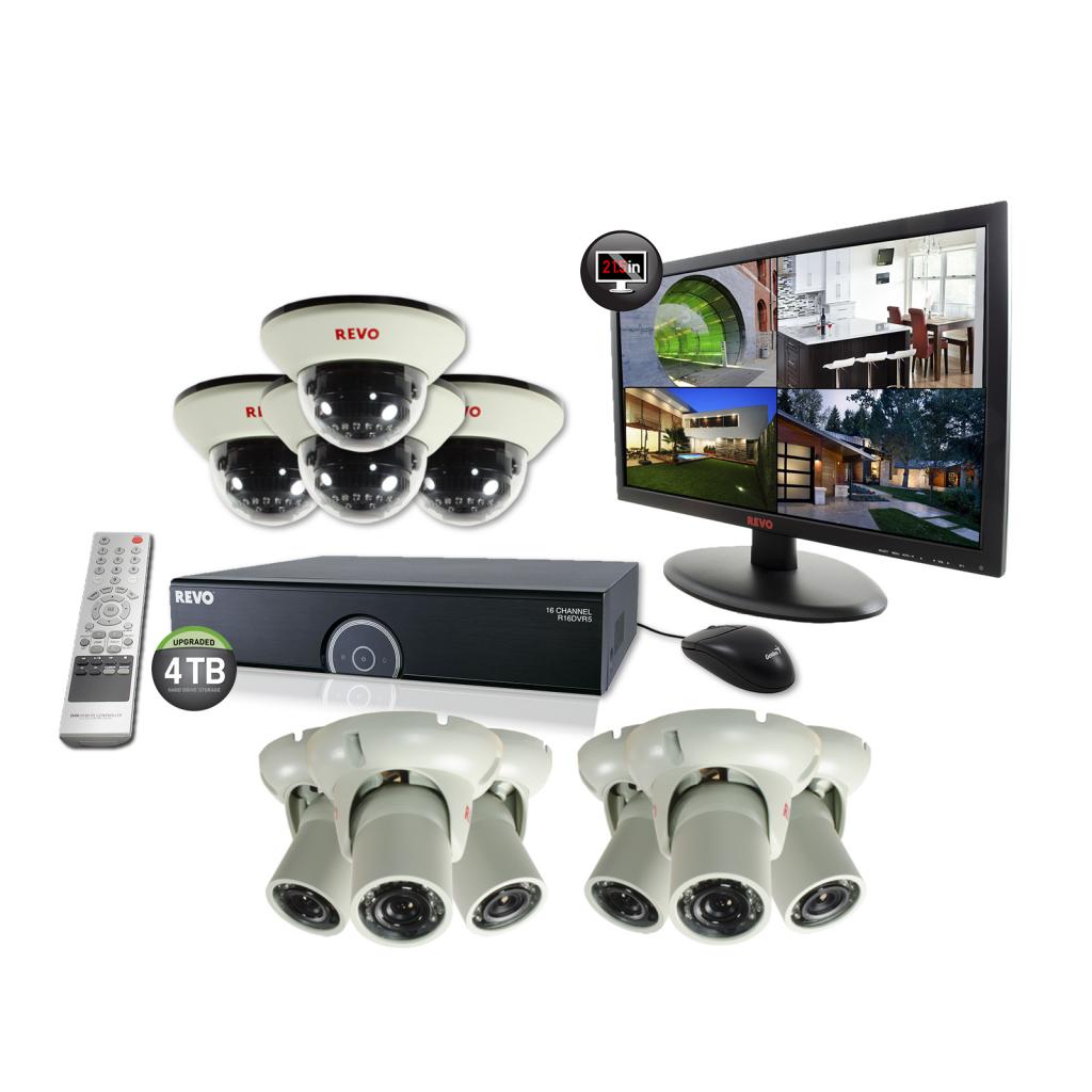 16 Ch. 4TB 960H DVR Surveillance System with 10 1200TVL 100 ft. Night Vision Cameras & 21.5" Monitor