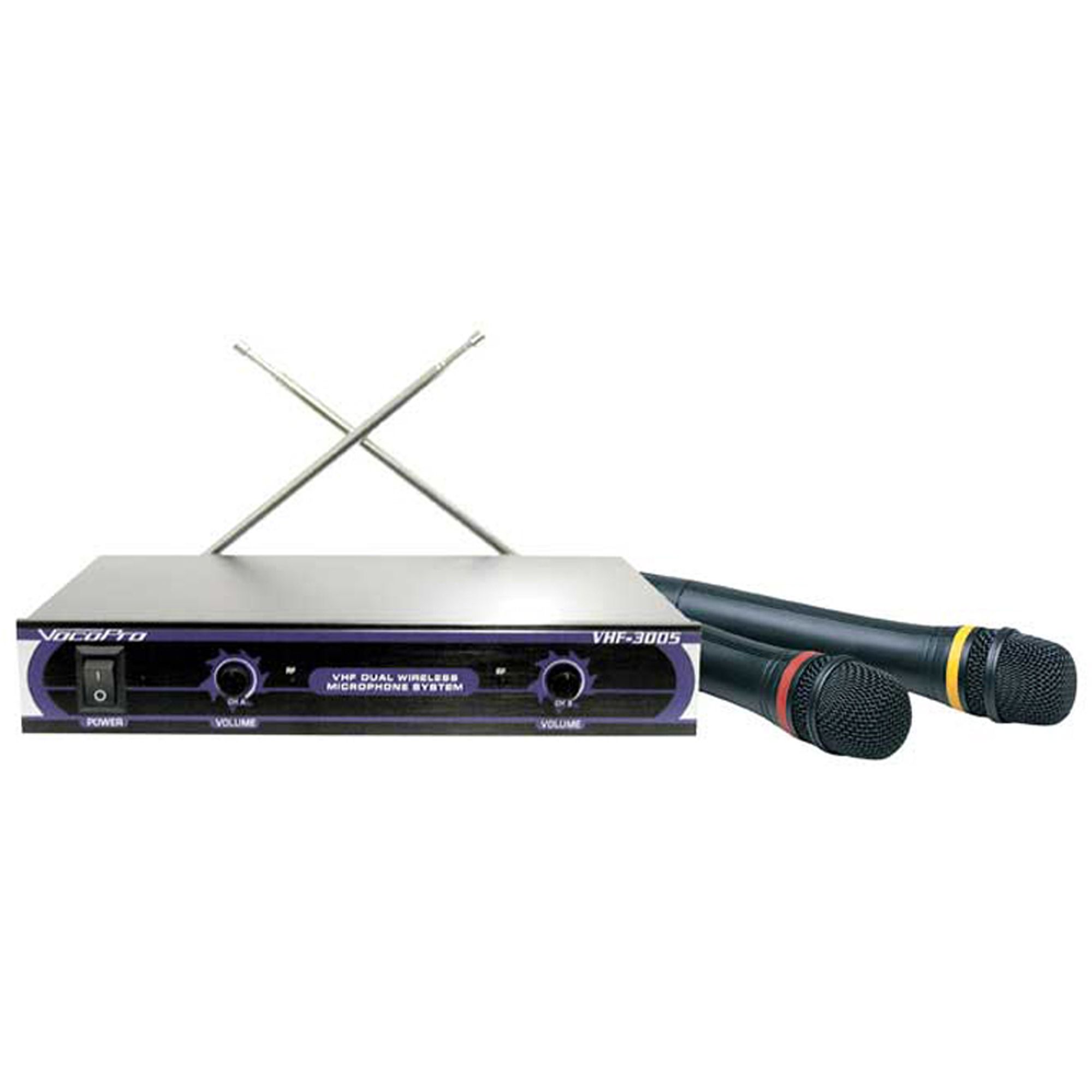 Voco Pro VHF-3005 Dual Channel VHF Wireless Microphone System bundled with 2 Wirel at mygofer.com