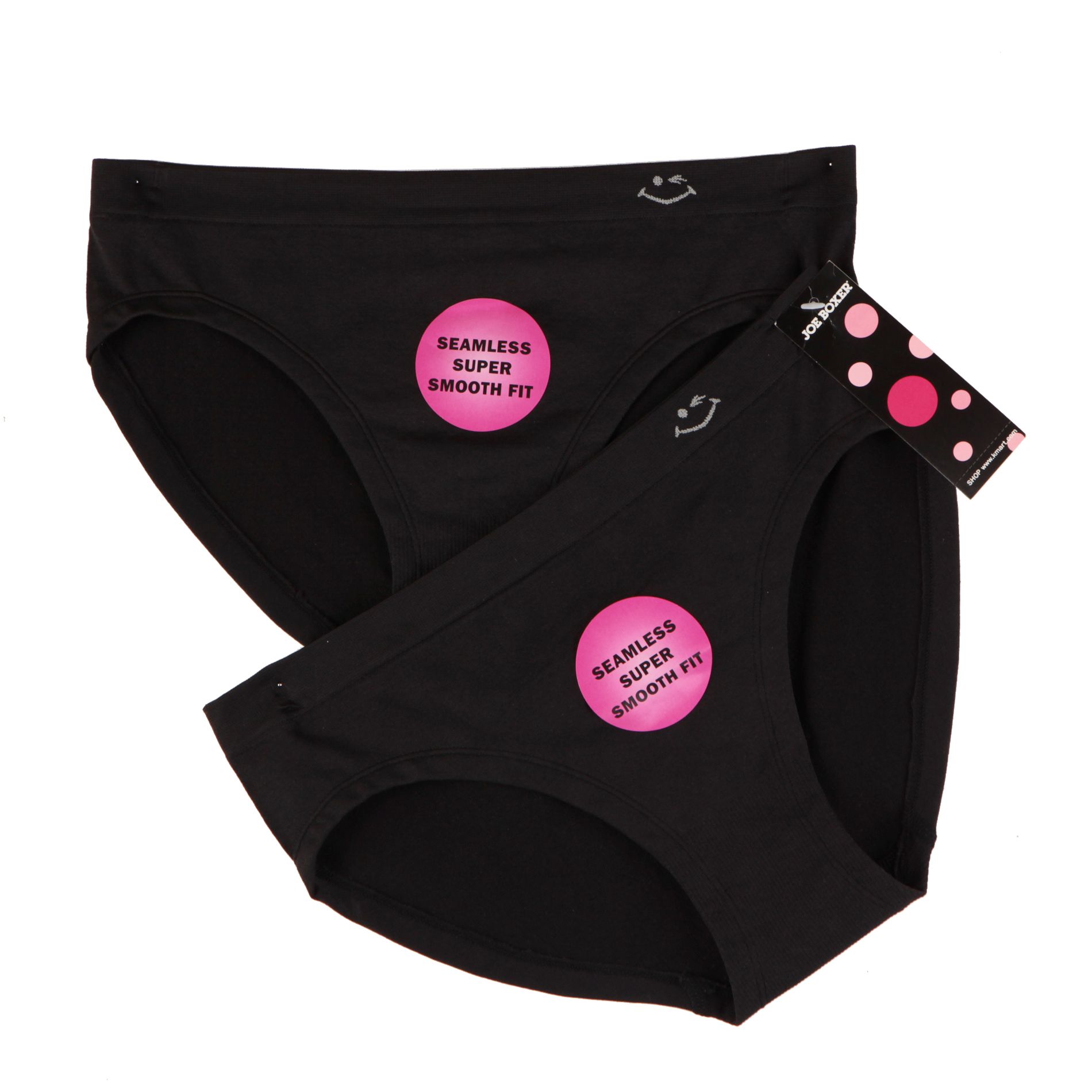 Joe Boxer Women's Seamless Hipster Panty Black 2 Pack Size L