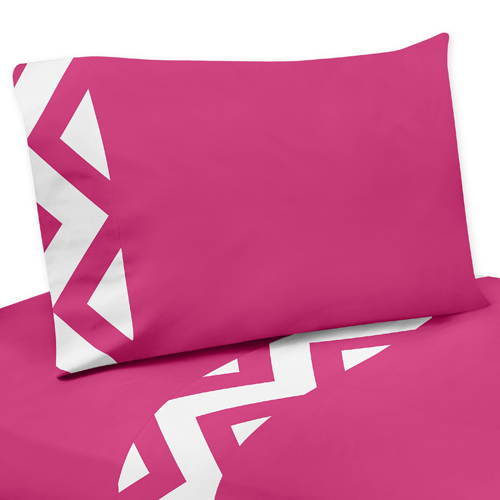 Sweet Jojo Designs Pink and White Chevron Collection Twin Sheet Set