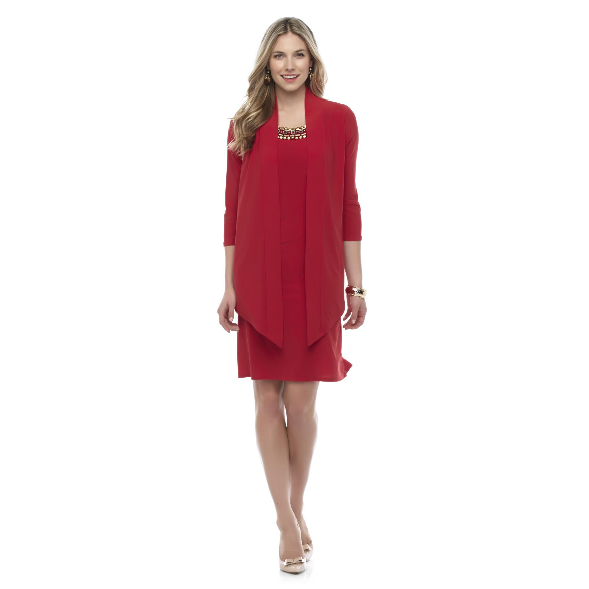 Covington Women's Layered-Look Embellished Dress