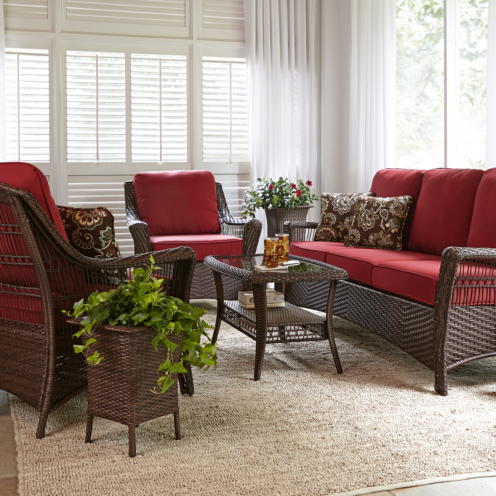 La Z Boy Outdoor Scarlett 4 Piece Seating Set - Red ...