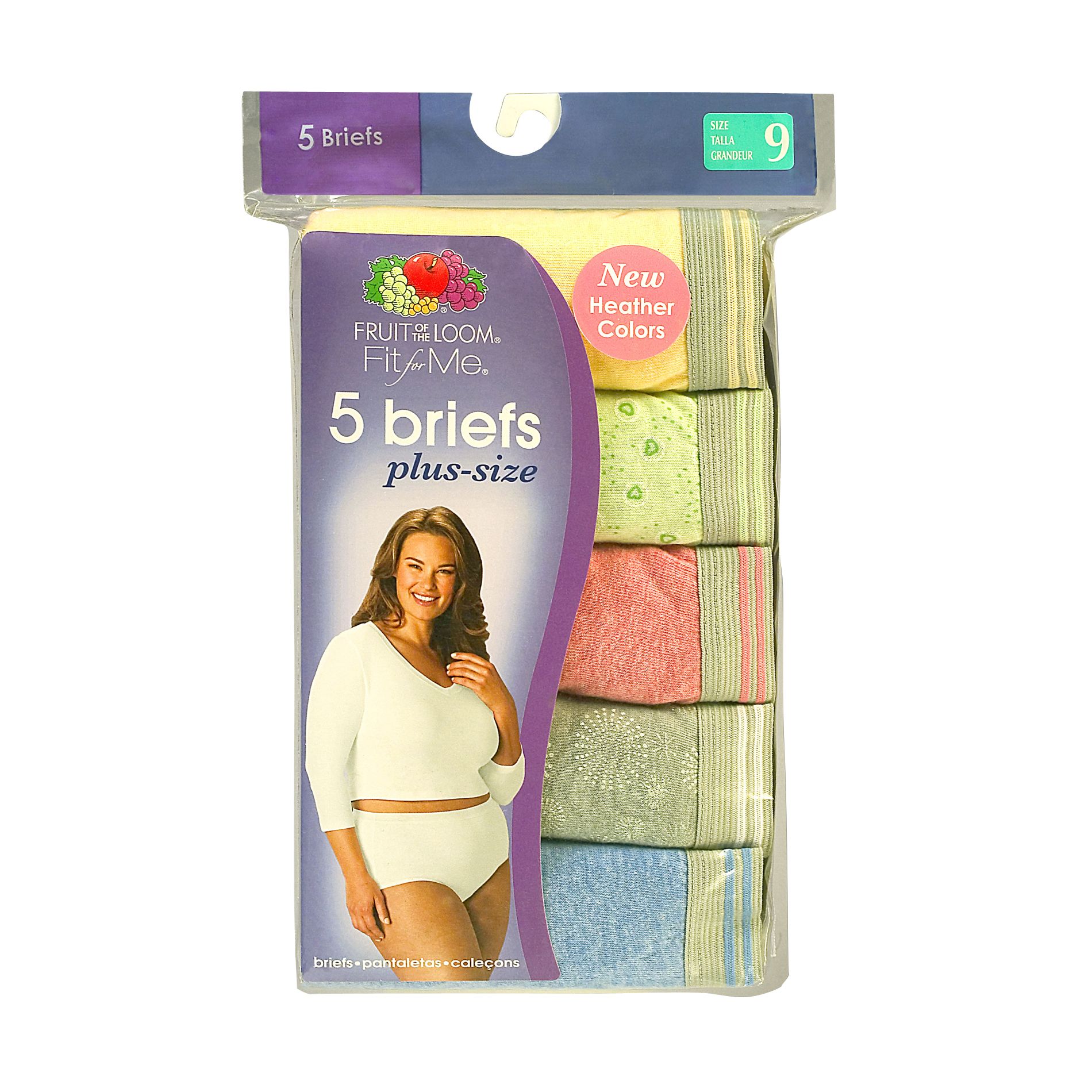 Fruit of the Loom Women's Plus Fit for Me 5 Pack Heather Briefs