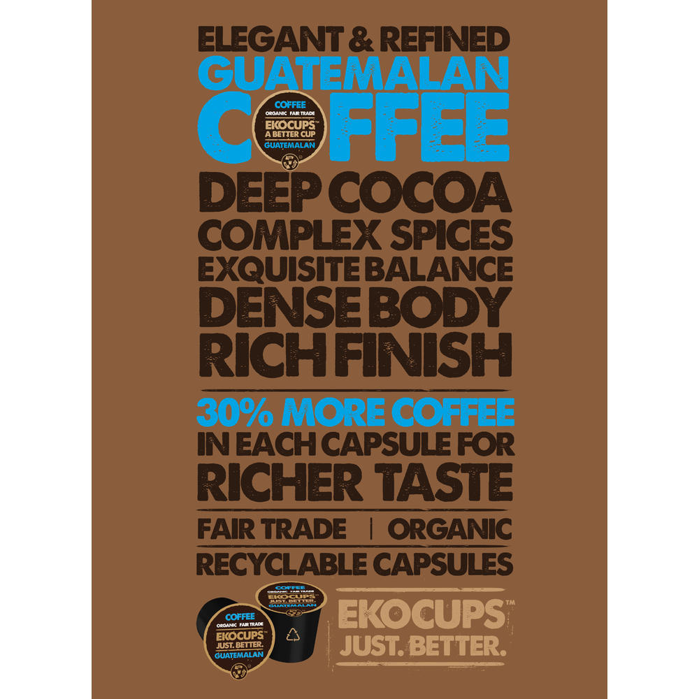 USDA Certified Organic and Fair Trade Gourmet Coffee for Keurig Kcup brewers, Guatemalan, 40 Count