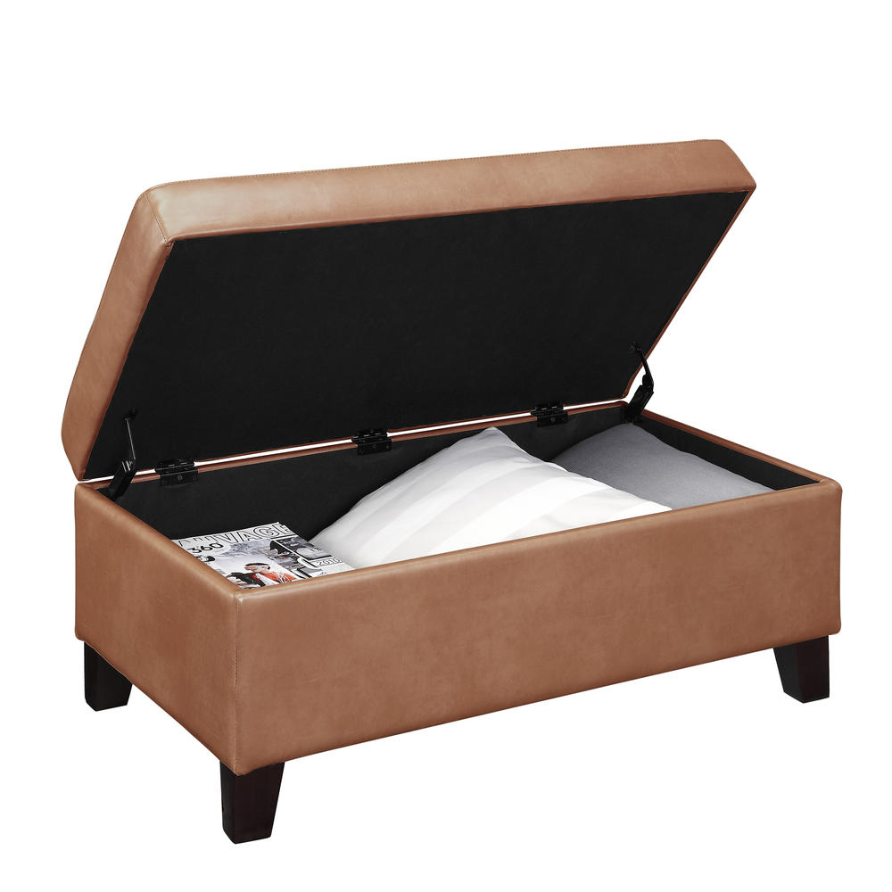 Hadfield Rectangular Faux Leather Storage Ottoman, Multiple Colors