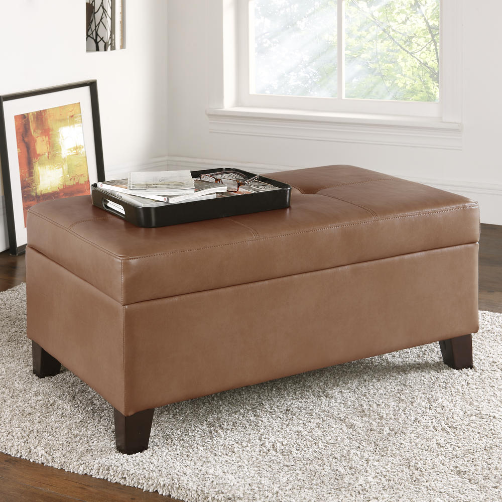 Hadfield Rectangular Faux Leather Storage Ottoman, Multiple Colors