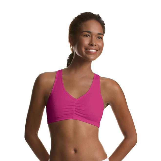 Hanes Women's 2 Pack Shirred Front Sports Bras