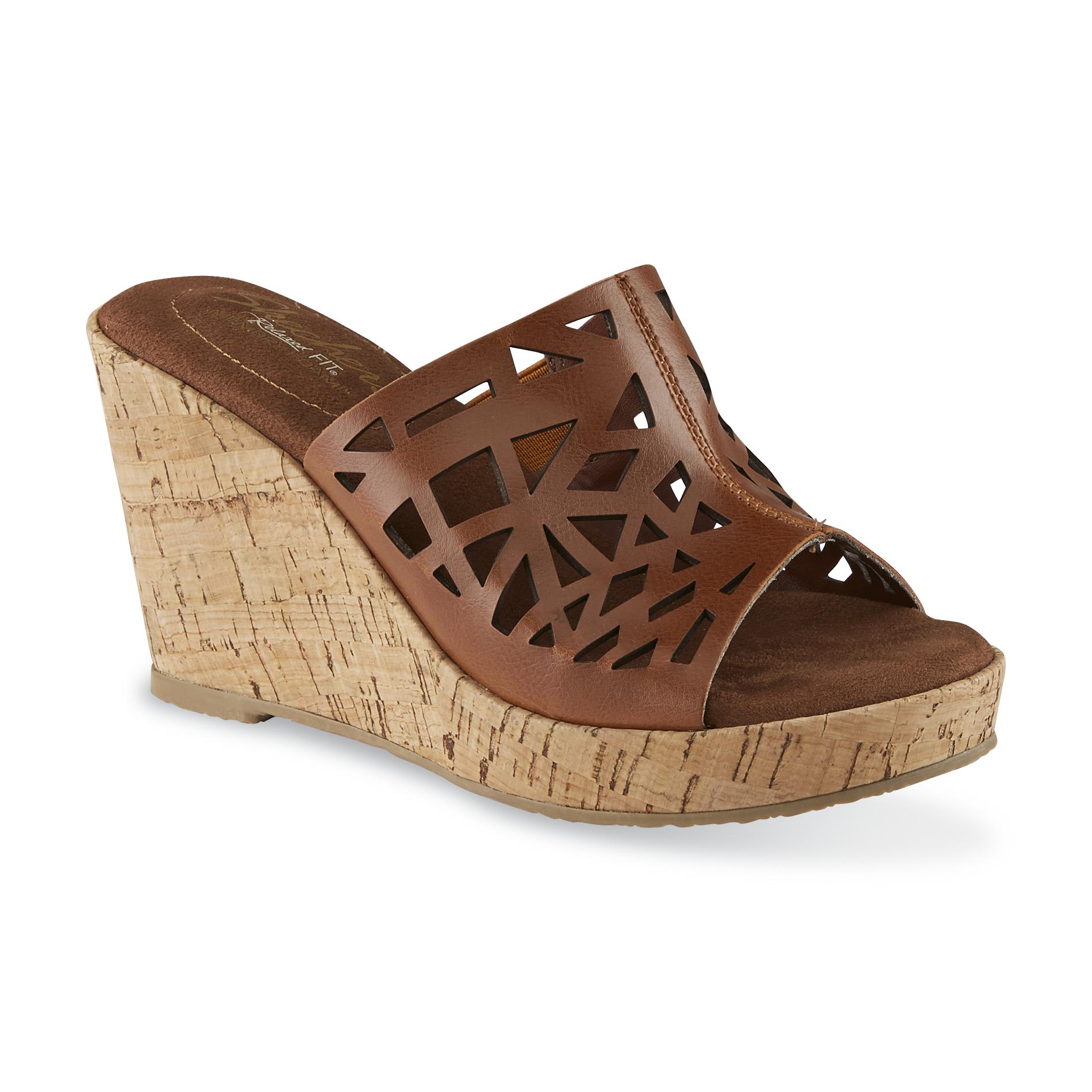 Skechers Women's Weekend Fling Brown Cutout Platform Wedge Sandal