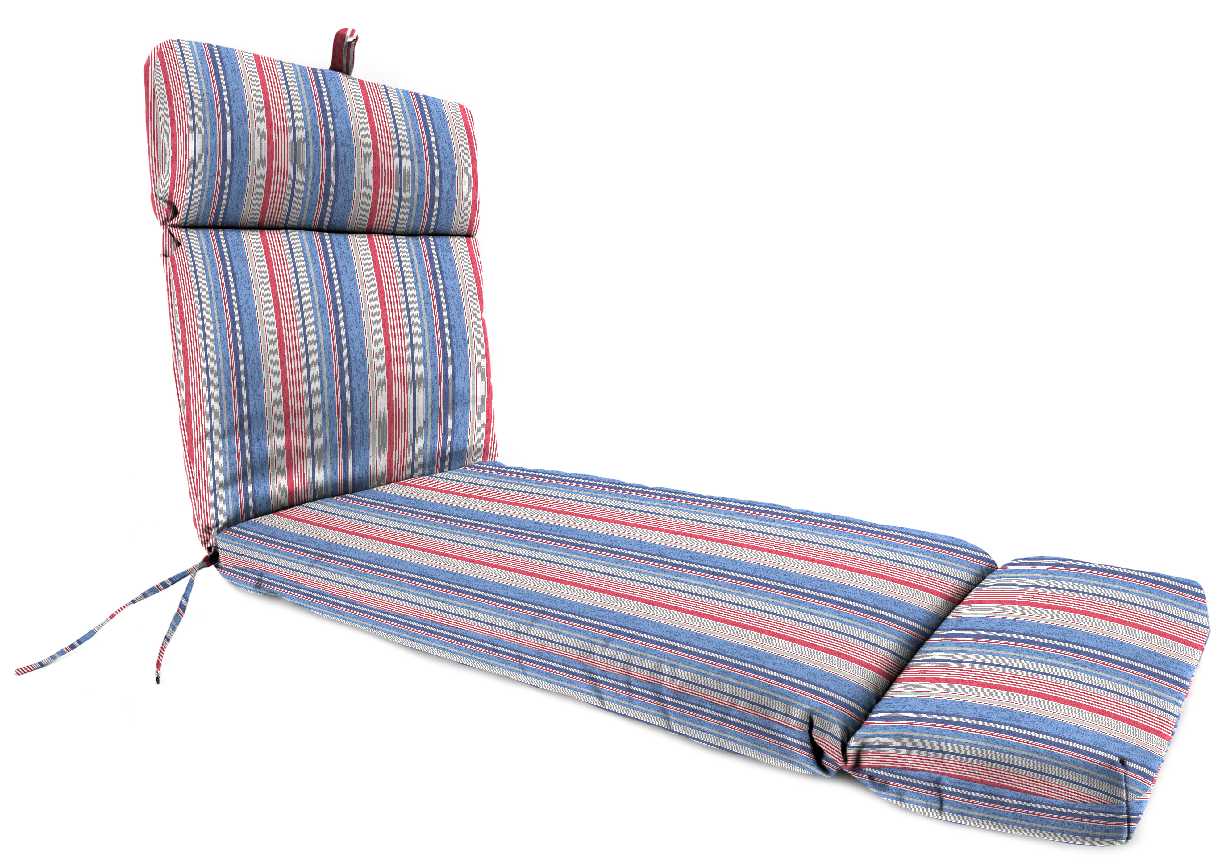French Edge Patio Chaise Cushion in The Right Stripe Blue Marine