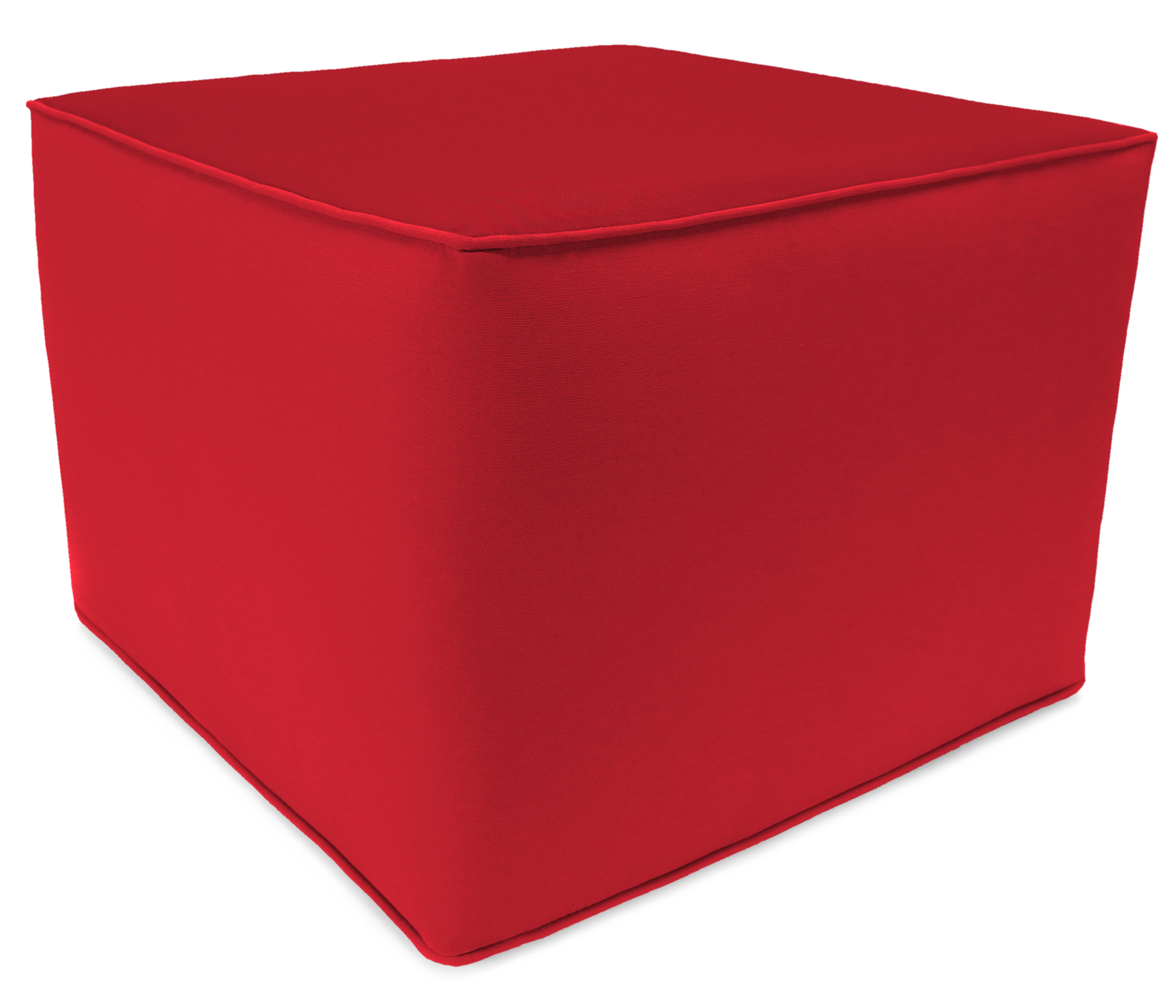 Square Patio Pouf in Canvas Jockey Red