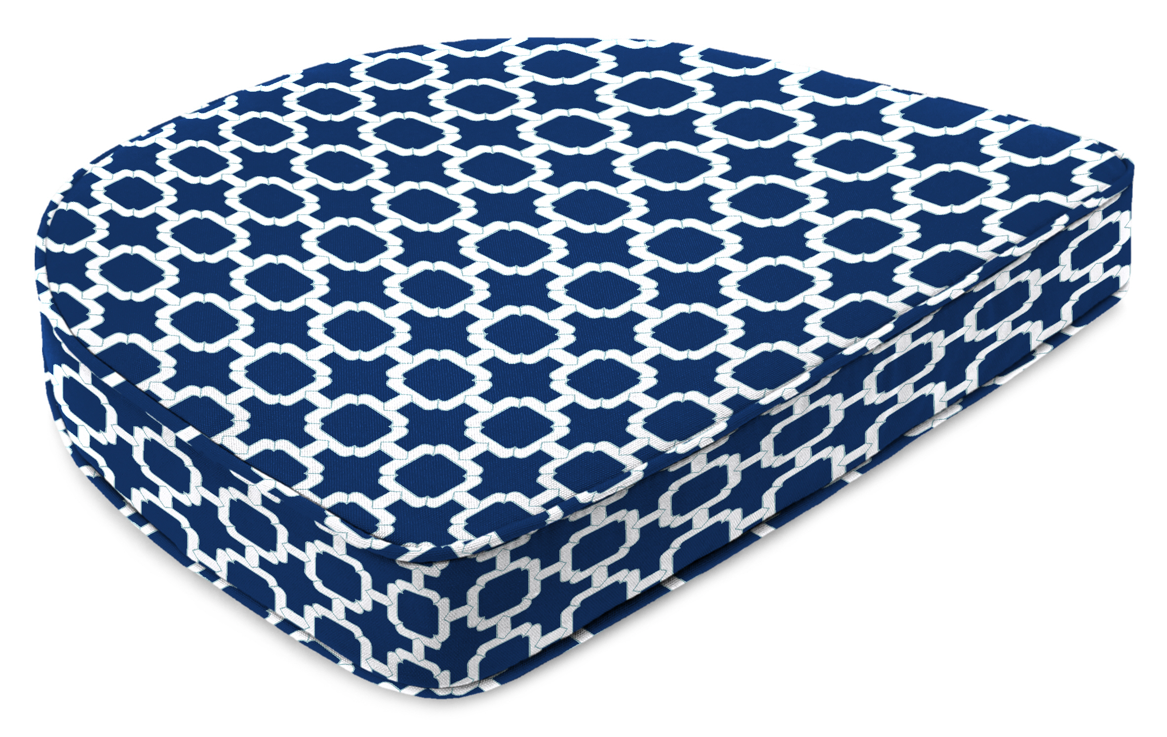 Contoured Boxed Patio Chair Cushion in Hockley Navy